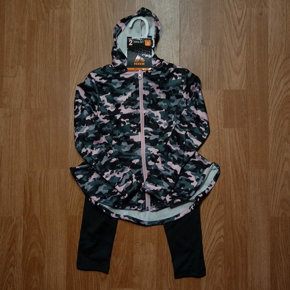 NWT Girls RBX 2-Piece Activewear Set | Jacket & Pants | Camo | Sporty